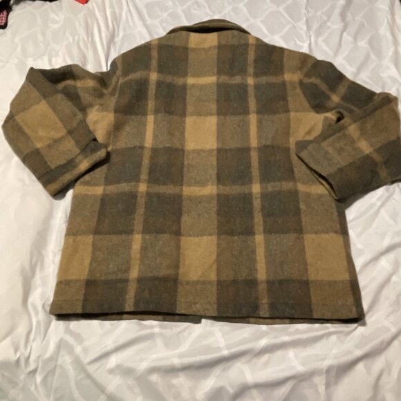 Woolrich Men’s Large Coat Button Zip Vintage Pocket Zip Plaid Brown Lined Heavy - Picture 8 of 16